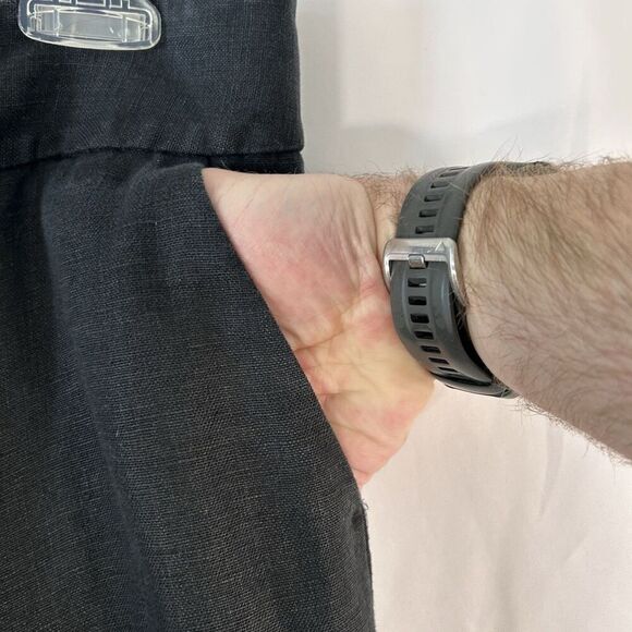 LOFT 100% Linen Pants Women's 2 Solid Black Low Rise Zip Hook Eye Lightweight - Picture 4 of 9